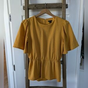 Ann Taylor Mustard Blouse Baby Doll Top Size M